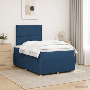 Pat boxspring cu saltea albastru 120 x 190 cm Țesătură