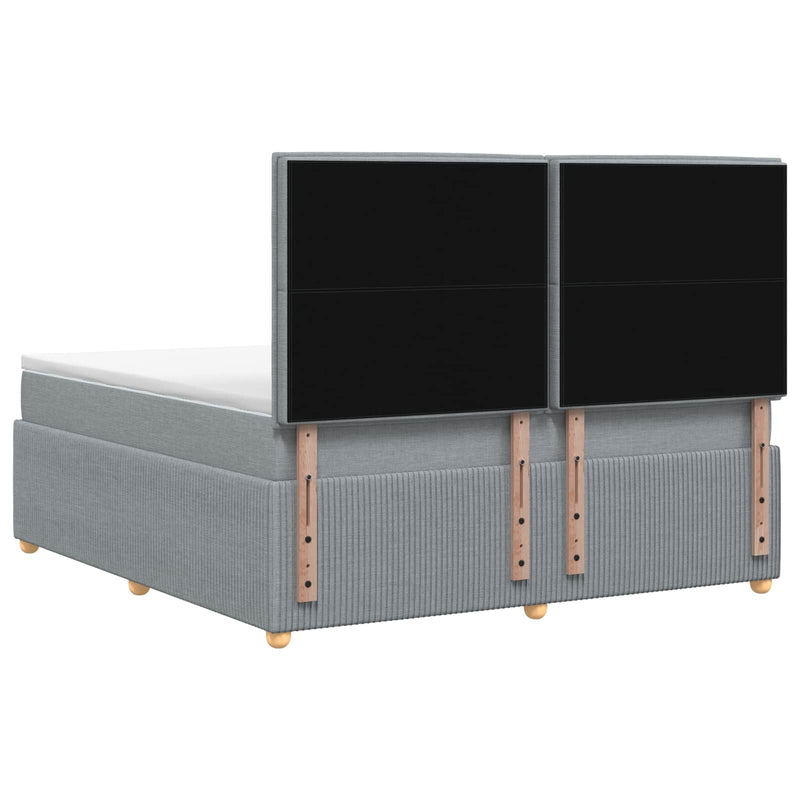Pat boxspring cu saltea Gri deschis 140 x 190 cm Țesătură