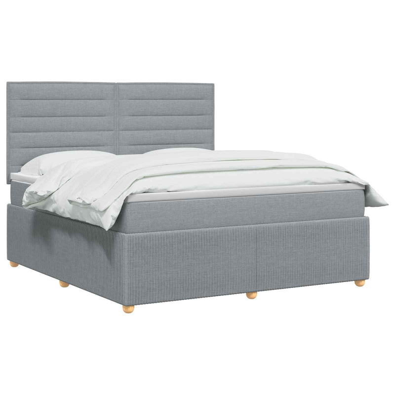 Pat boxspring cu saltea Gri deschis 140 x 190 cm Țesătură