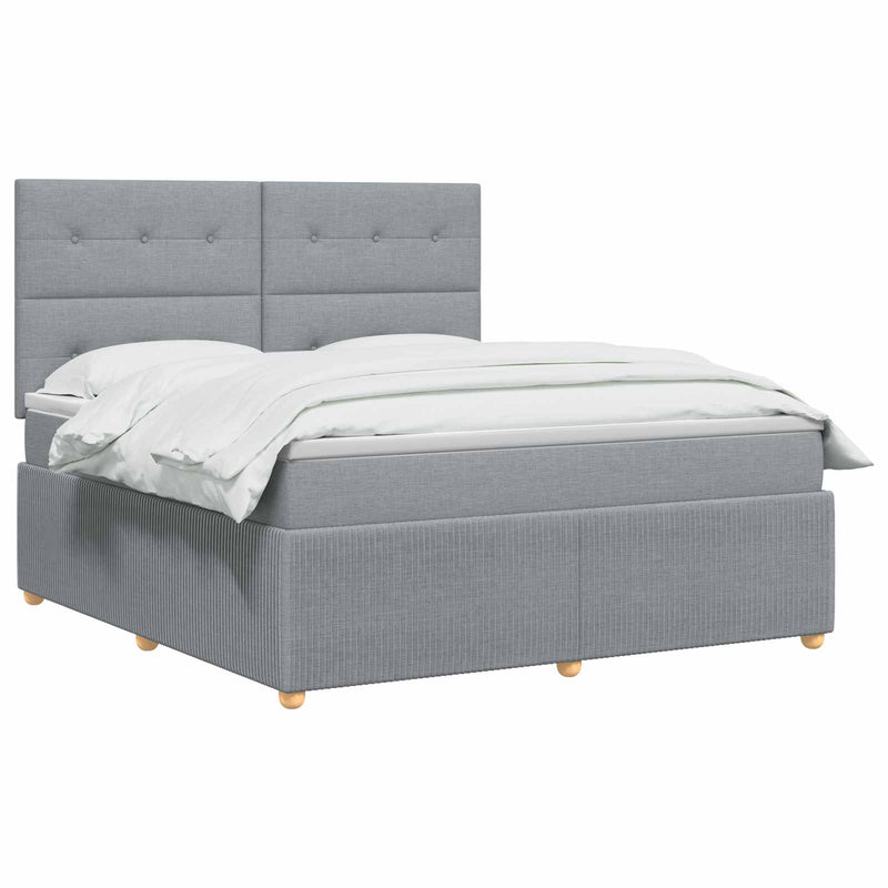 Pat boxspring cu saltea Gri deschis 140 x 190 cm Țesătură