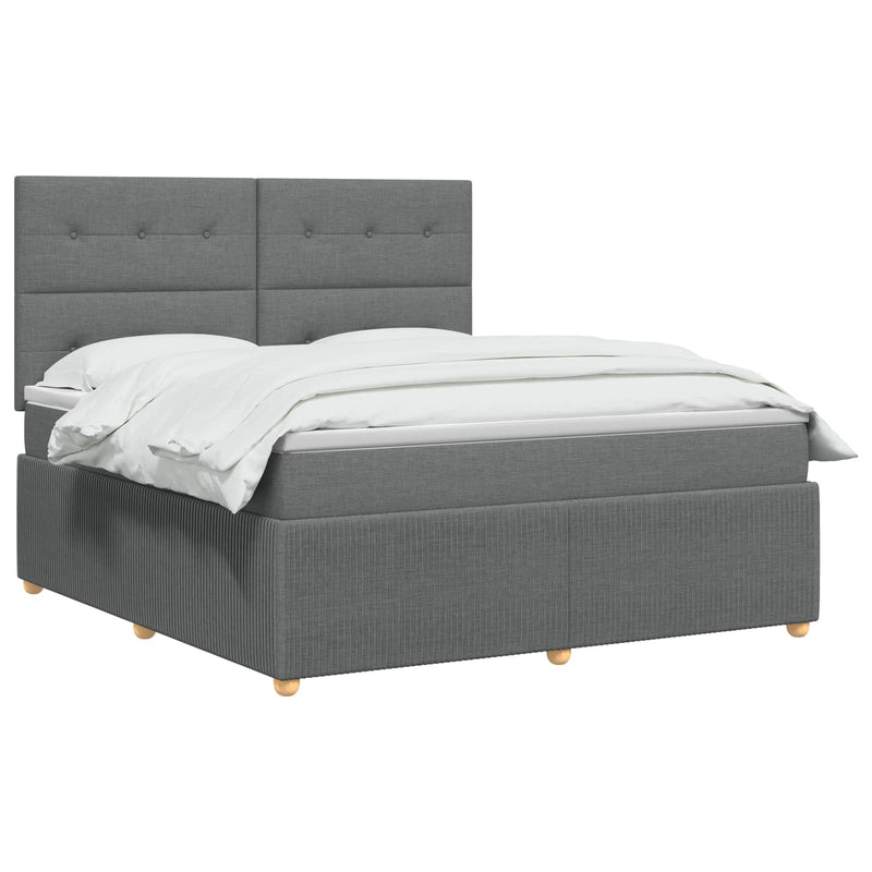 Pat boxspring cu saltea Gri închis 140 x 190 cm Țesătură