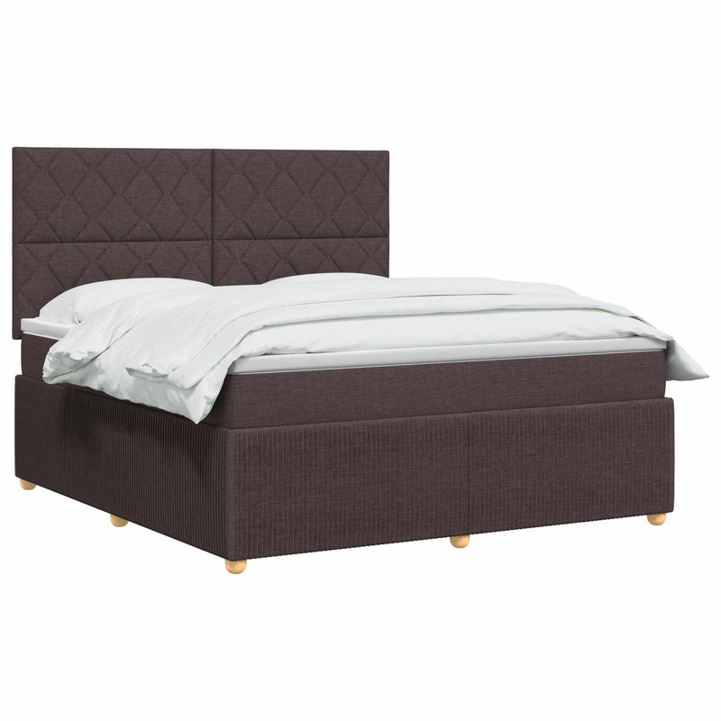 Pat boxspring cu saltea Maro închis 140 x 190 cm Țesătură