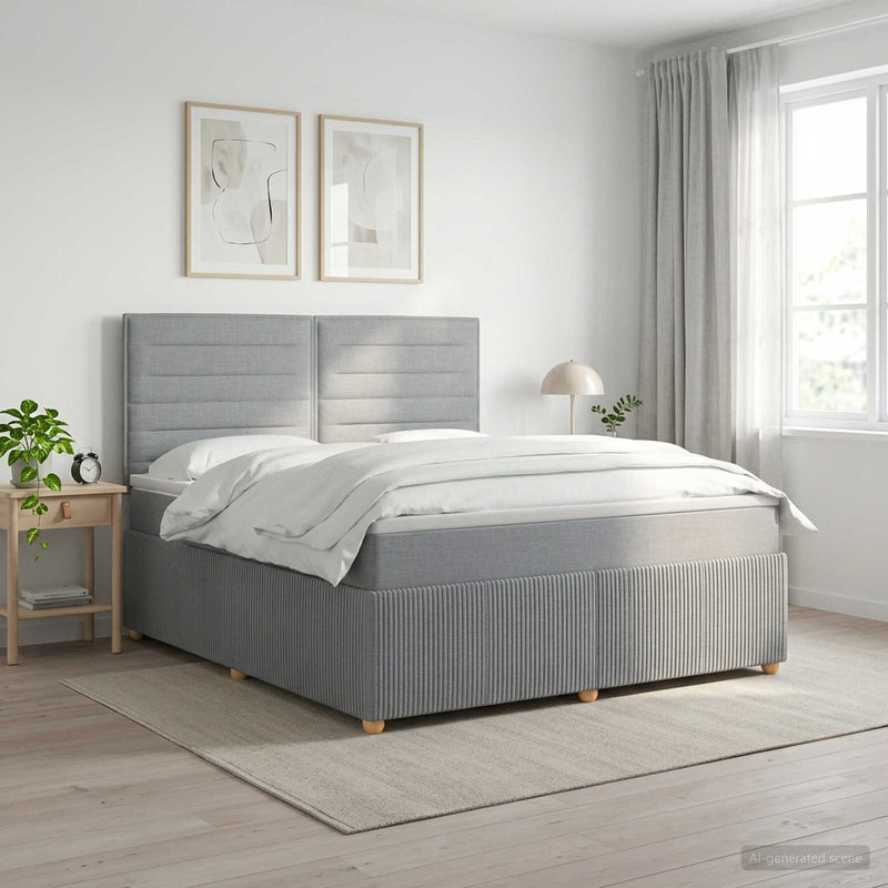 Pat boxspring cu saltea Gri deschis 140 x 190 cm Țesătură