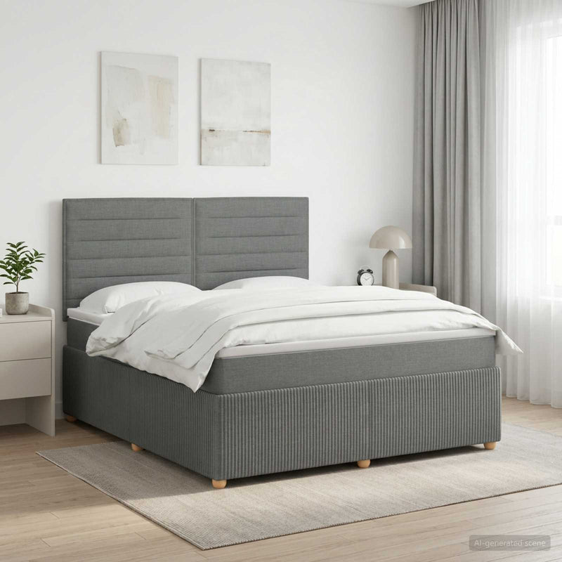 Pat boxspring cu saltea Gri închis 160 x 200 cm Țesătură