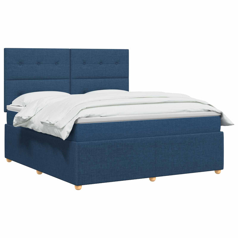 Pat boxspring cu saltea albastru 180 x 200 cm Țesătură