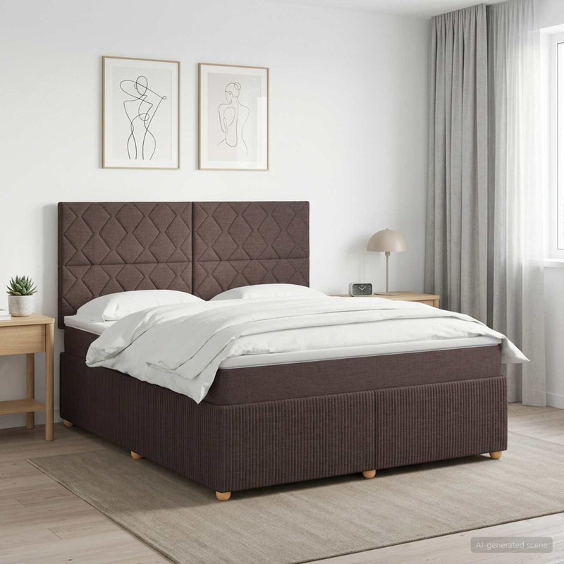 Pat boxspring cu saltea Maro închis 180 x 200 cm Țesătură