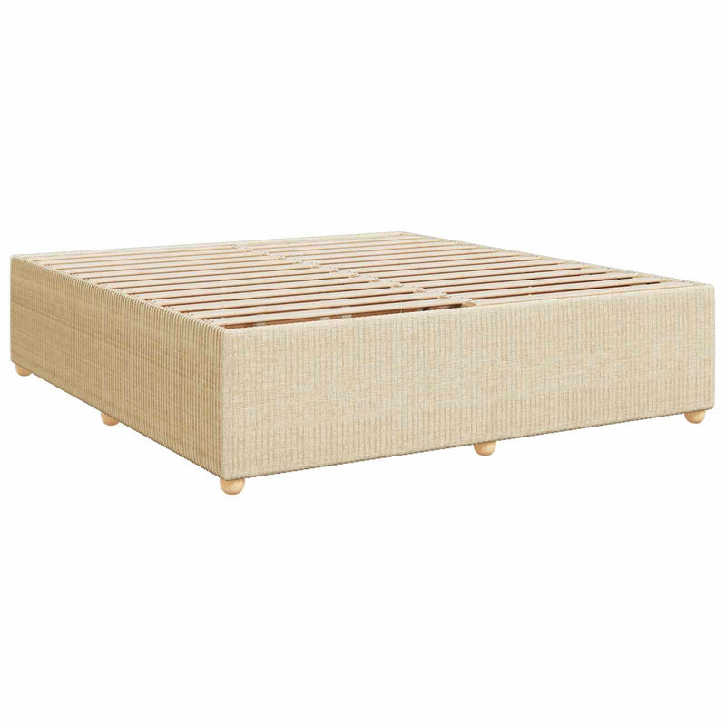 Pat boxspring cu saltea cu headboard Crem 200 x 200 cm Țesătură