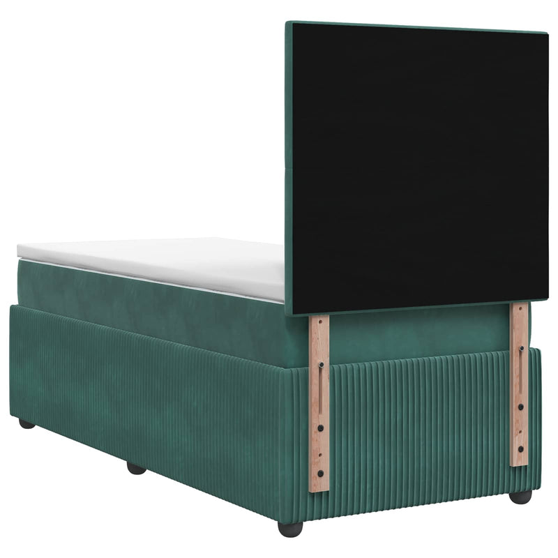 Pat boxspring cu saltea Verde închis 80 x 200 cm Catifea