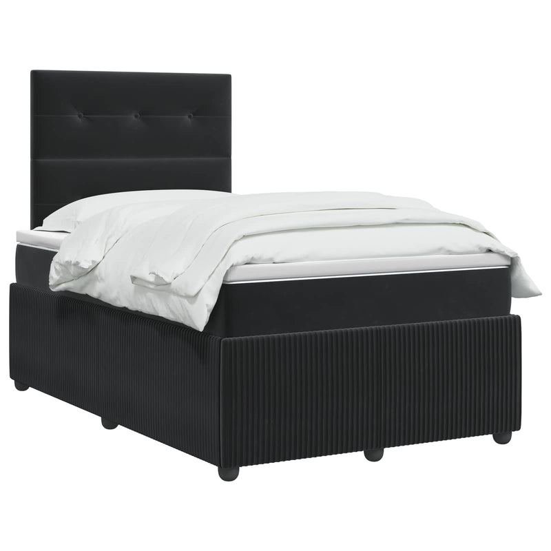 Pat boxspring cu saltea cu headboard Negru 120 x 190 cm Catifea