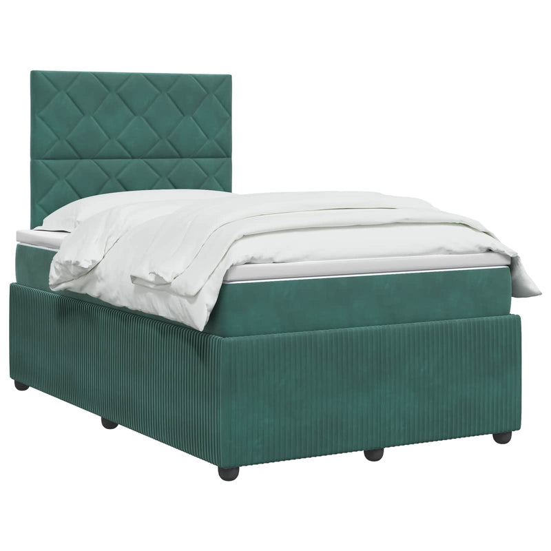 Pat boxspring cu saltea Verde închis 120 x 190 cm Catifea