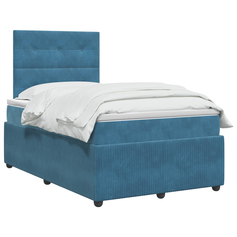 Pat boxspring cu saltea albastru 120 x 200 cm Catifea