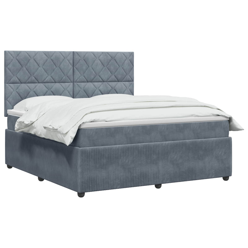 Pat boxspring cu saltea Gri închis 160 x 200 cm Catifea