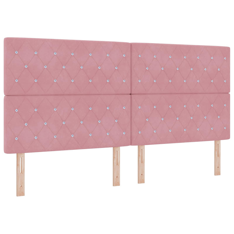 Pat boxspring cu saltea cu headboard Roz 200 x 200 cm Catifea