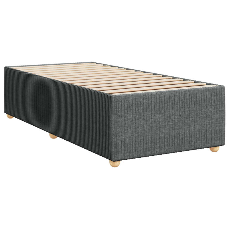 Pat boxspring cu saltea cu headboard Gri închis Unic Țesătură