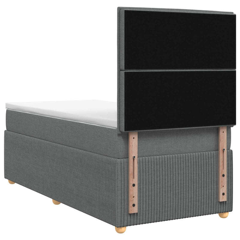 Pat boxspring cu saltea cu headboard Gri închis Unic Țesătură