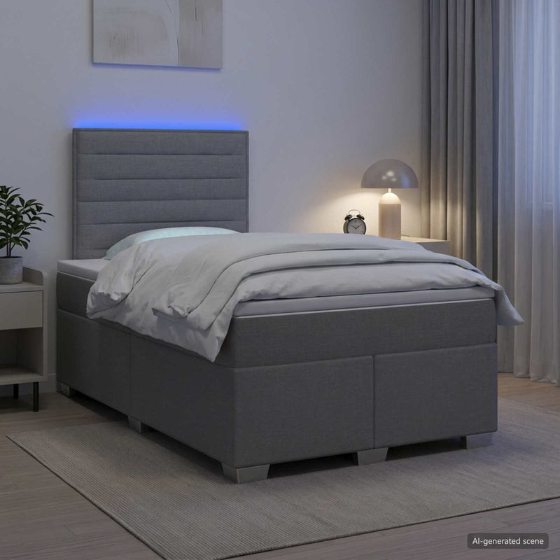 Pat boxspring cu saltea Gri deschis 120 x 190 cm Țesătură