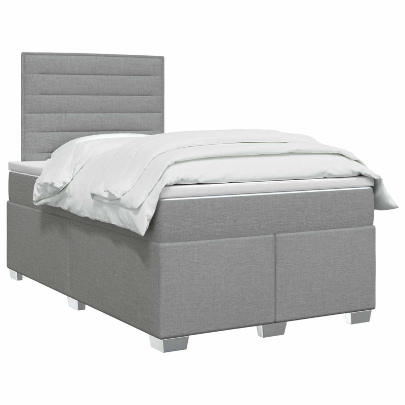 Pat boxspring cu saltea Gri deschis 120 x 190 cm Țesătură