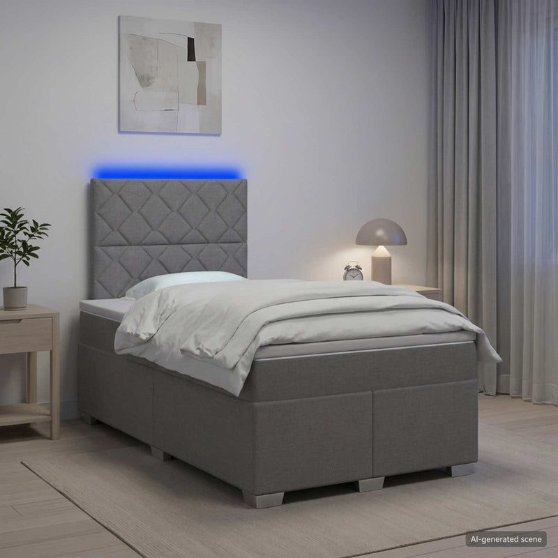 Pat boxspring cu saltea Gri deschis 120 x 200 cm Țesătură