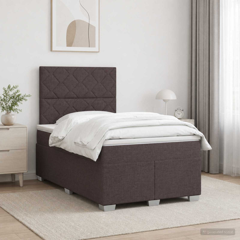 Pat boxspring cu saltea Maro închis 120 x 200 cm Țesătură