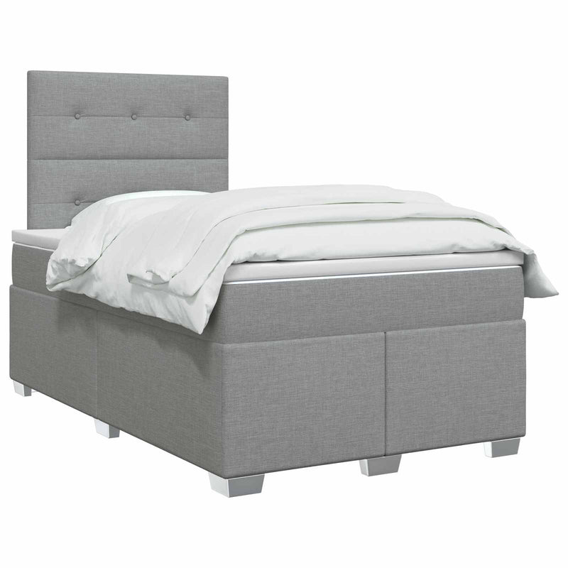 Pat boxspring cu saltea Gri deschis 120 x 200 cm Țesătură