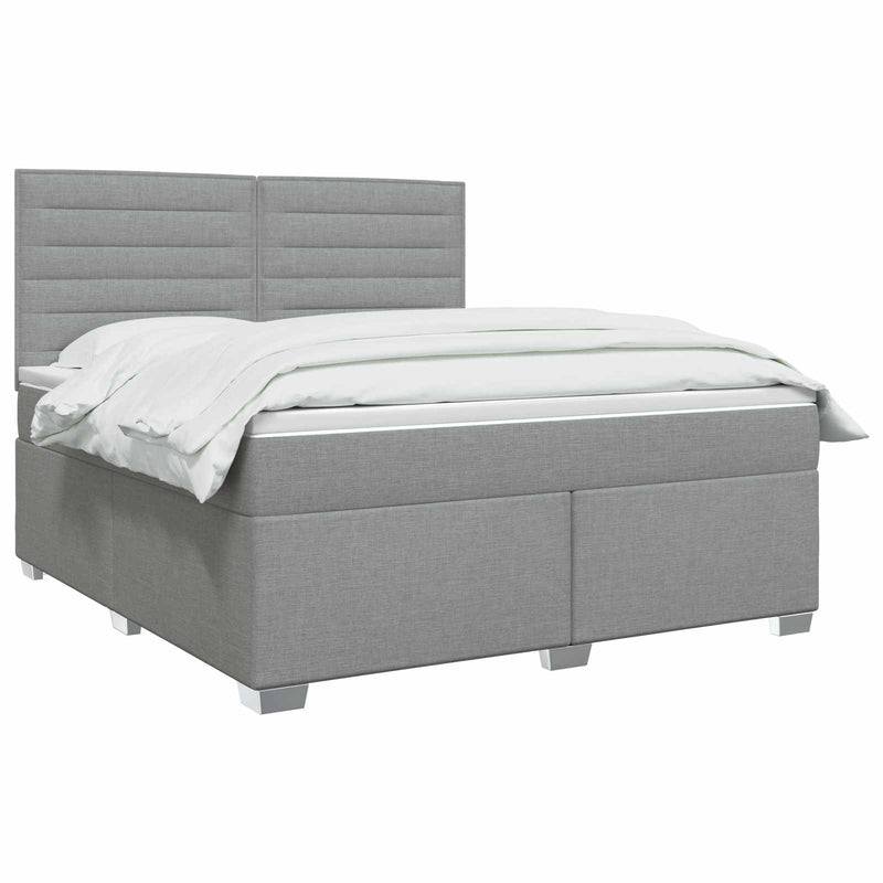 Pat boxspring cu saltea Gri deschis 140 x 200 cm Țesătură