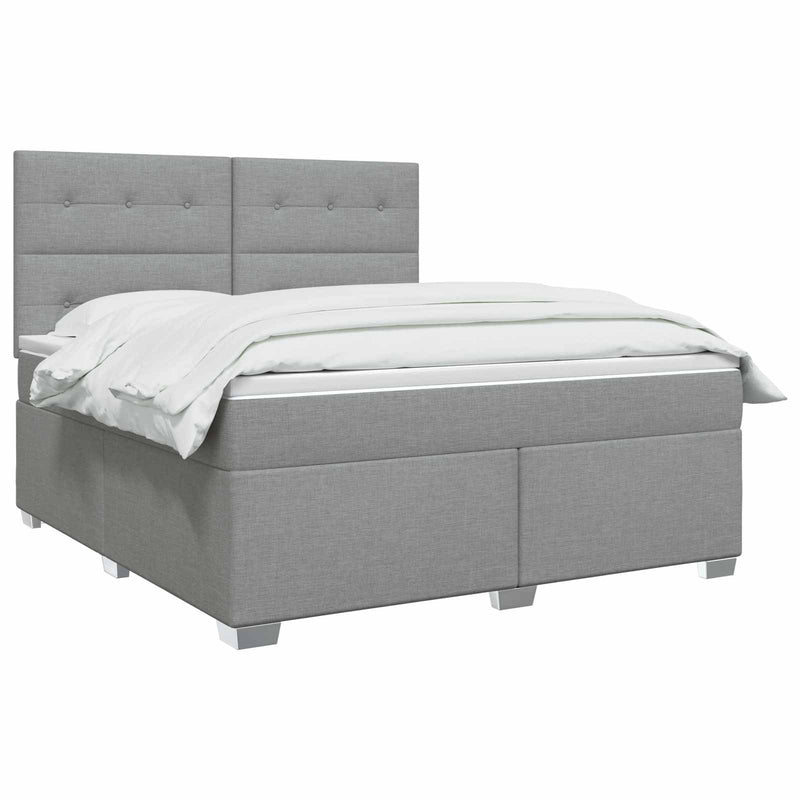 Pat boxspring cu saltea Gri deschis 140 x 200 cm Țesătură