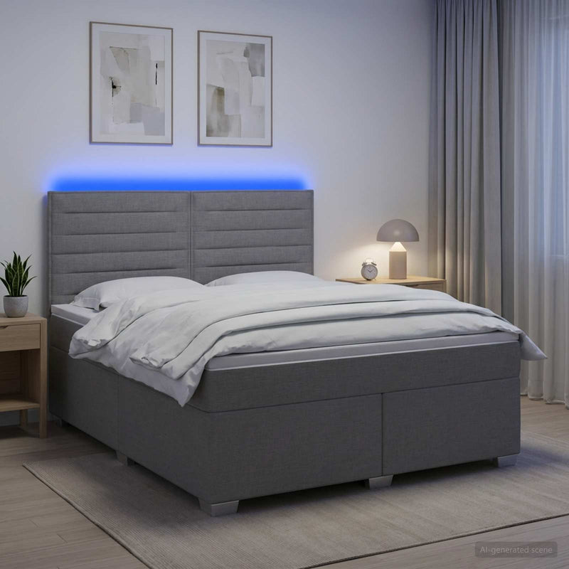 Pat boxspring cu saltea Gri deschis 140 x 190 cm Țesătură
