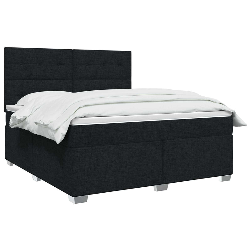 Pat boxspring cu saltea Negru 180 x 200 cm Țesătură