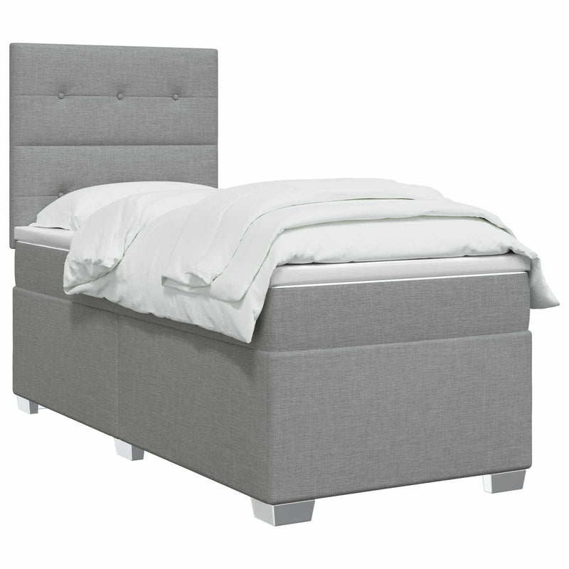 Pat box spring cu saltea și LED Gri deschis 90 x 190 cm