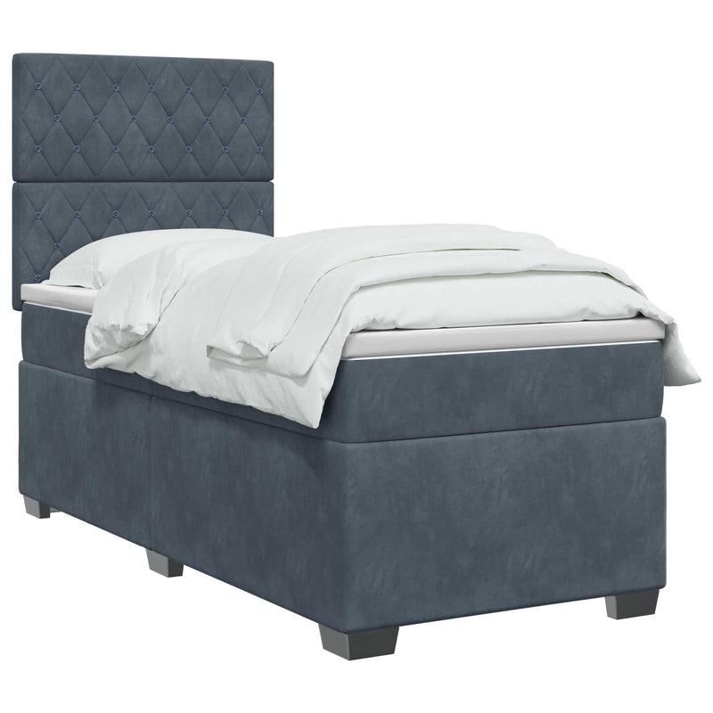 Pat boxspring cu saltea Gri închis 80 x 200 cm Catifea