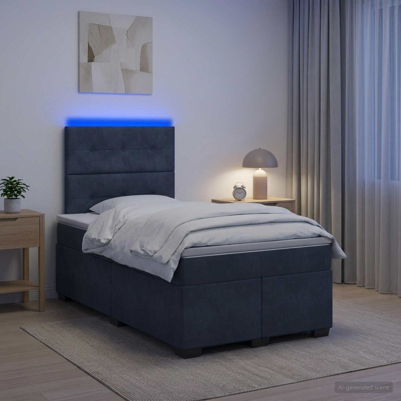 Pat boxspring cu saltea Gri închis 120 x 200 cm Catifea