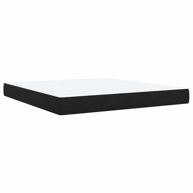 Pat boxspring cu saltea cu benzi LED Negru 180 x 200 cm Catifea