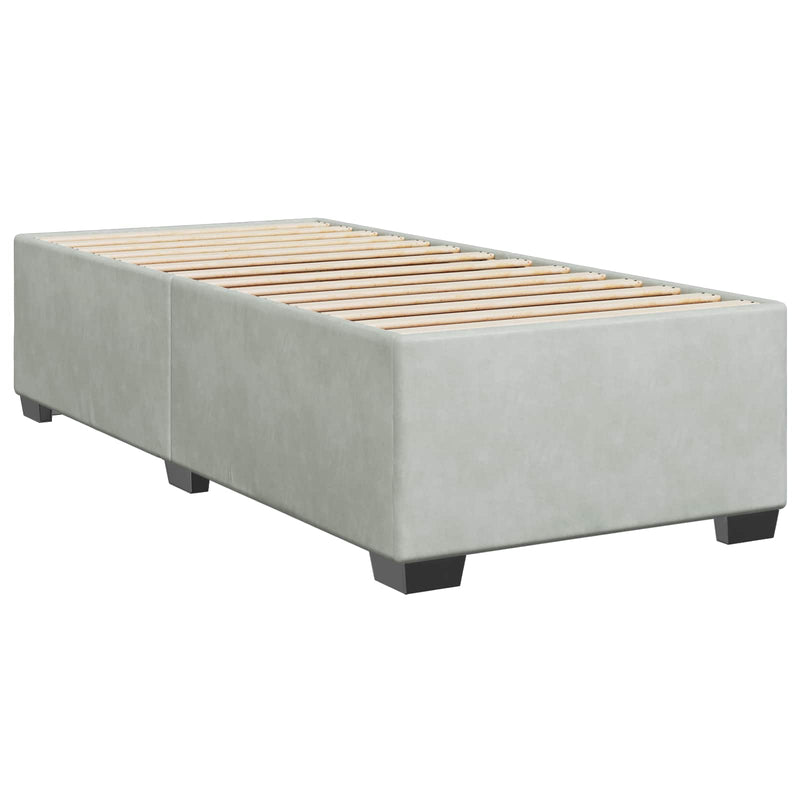 Pat box spring cu saltea și LED Gri deschis 90 x 190 cm Catifea