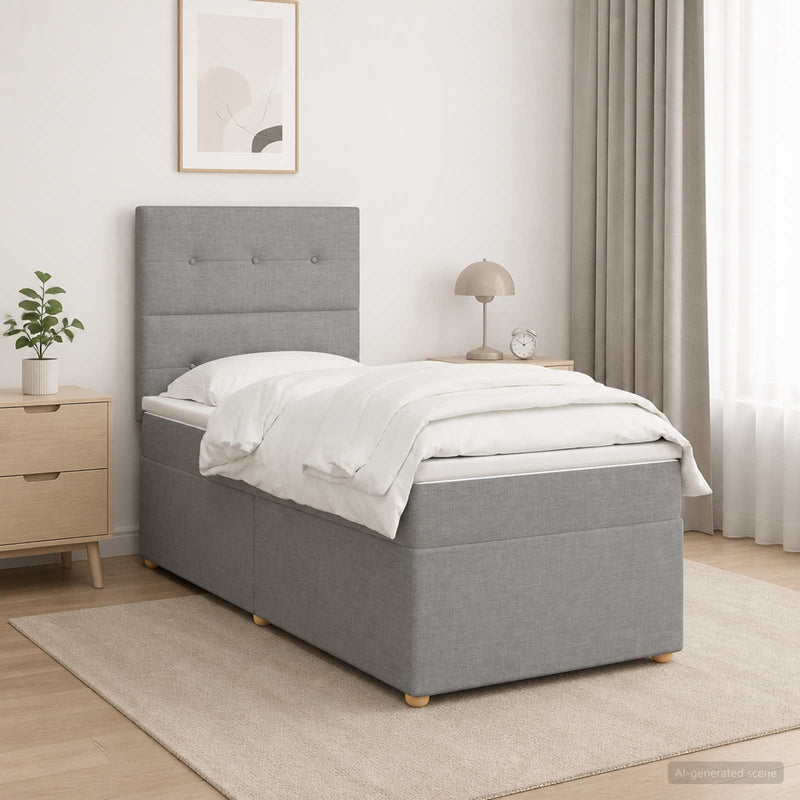 Pat boxspring cu saltea Gri deschis 80 x 200 cm Țesătură