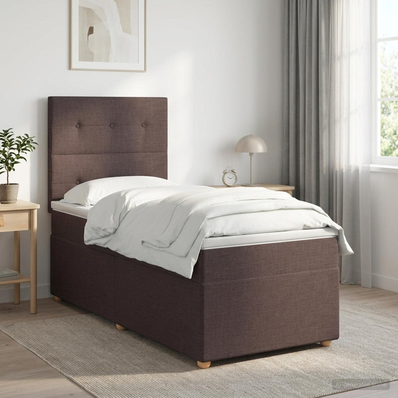 Pat boxspring cu saltea Maro închis 80 x 200 cm Țesătură