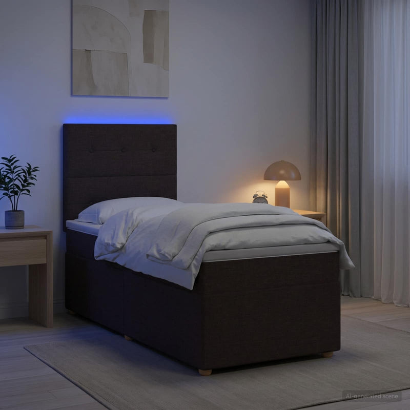 Pat boxspring cu saltea Maro închis 80 x 200 cm Țesătură