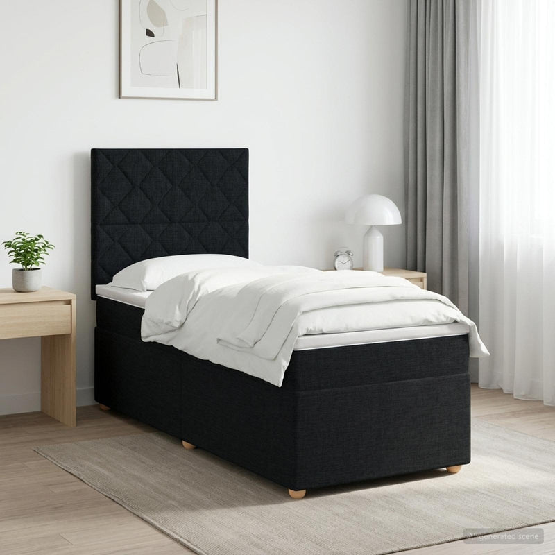 Pat boxspring cu saltea cu benzi LED Negru 80 x 200 cm Țesătură