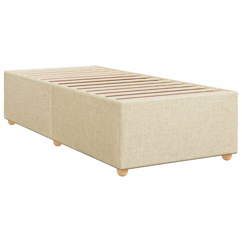 Pat boxspring cu saltea cu benzi LED Crem 100 x 200 cm Țesătură