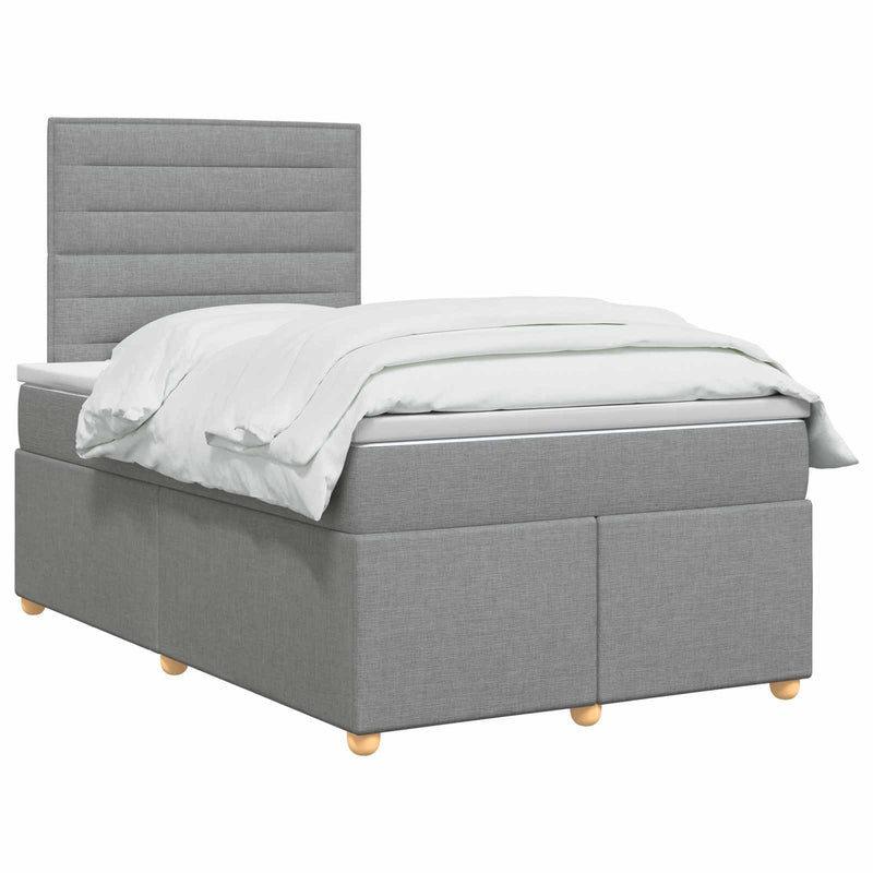 Pat boxspring cu saltea Gri deschis 120 x 190 cm Țesătură