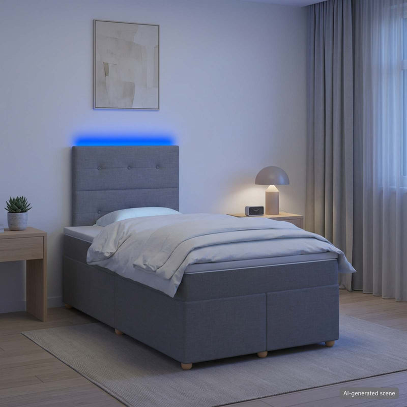 Pat boxspring cu saltea Gri deschis 120 x 190 cm Țesătură