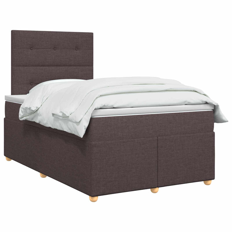 Pat boxspring cu saltea Maro închis 120 x 190 cm Țesătură