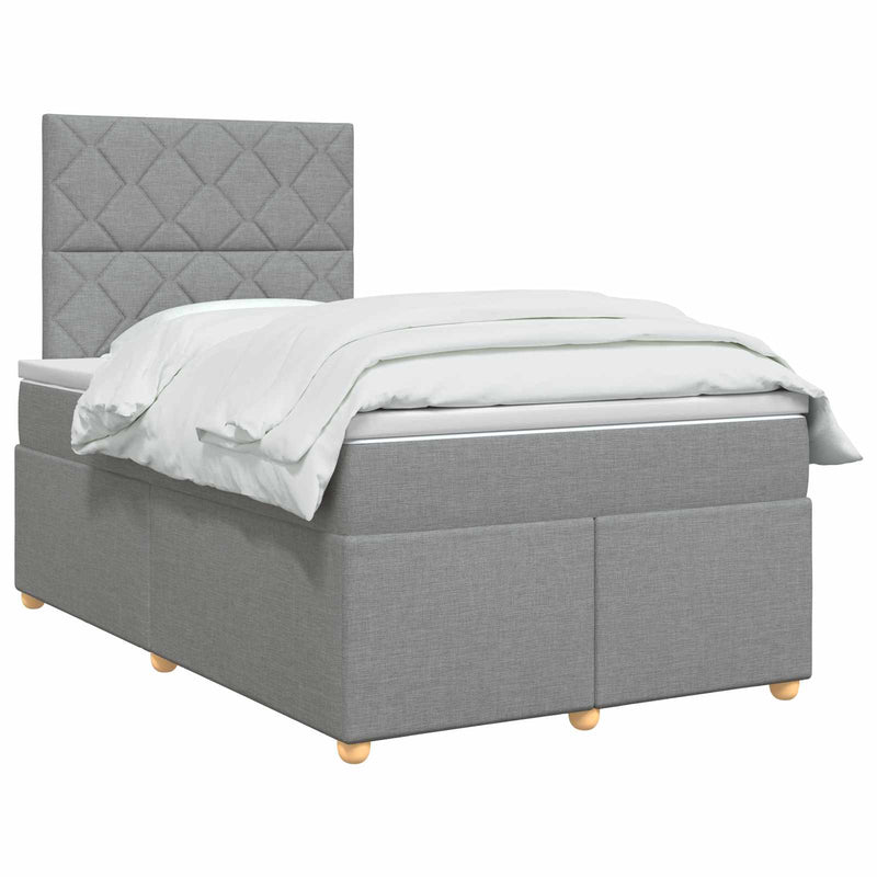 Pat boxspring cu saltea Gri deschis 120 x 190 cm Țesătură