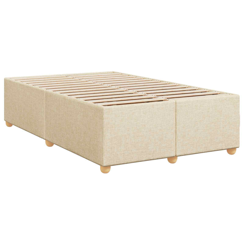 Pat boxspring cu saltea cu benzi LED Crem 120 x 200 cm Țesătură