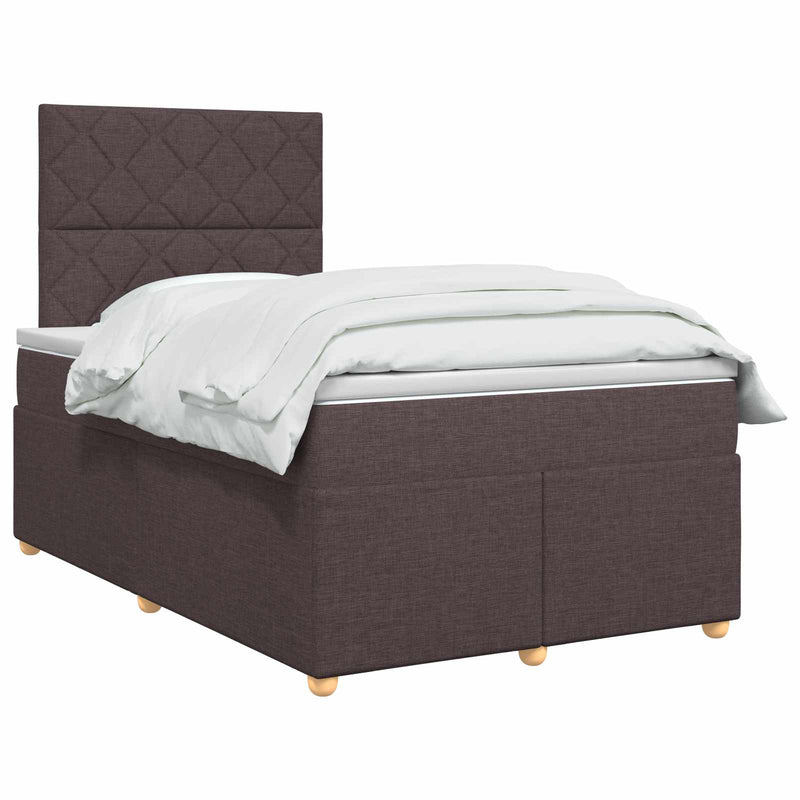 Pat boxspring cu saltea Maro închis 120 x 200 cm Țesătură