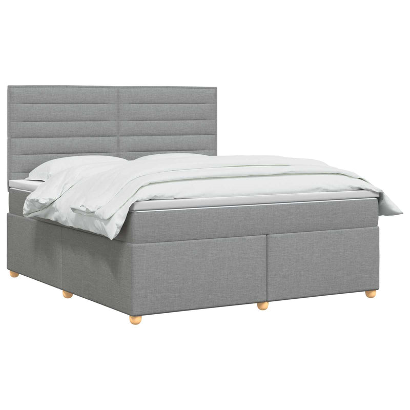 Pat boxspring cu saltea Gri deschis 140 x 190 cm Țesătură