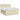 Pat boxspring cu saltea cu benzi LED Crem 160 x 200 cm Țesătură