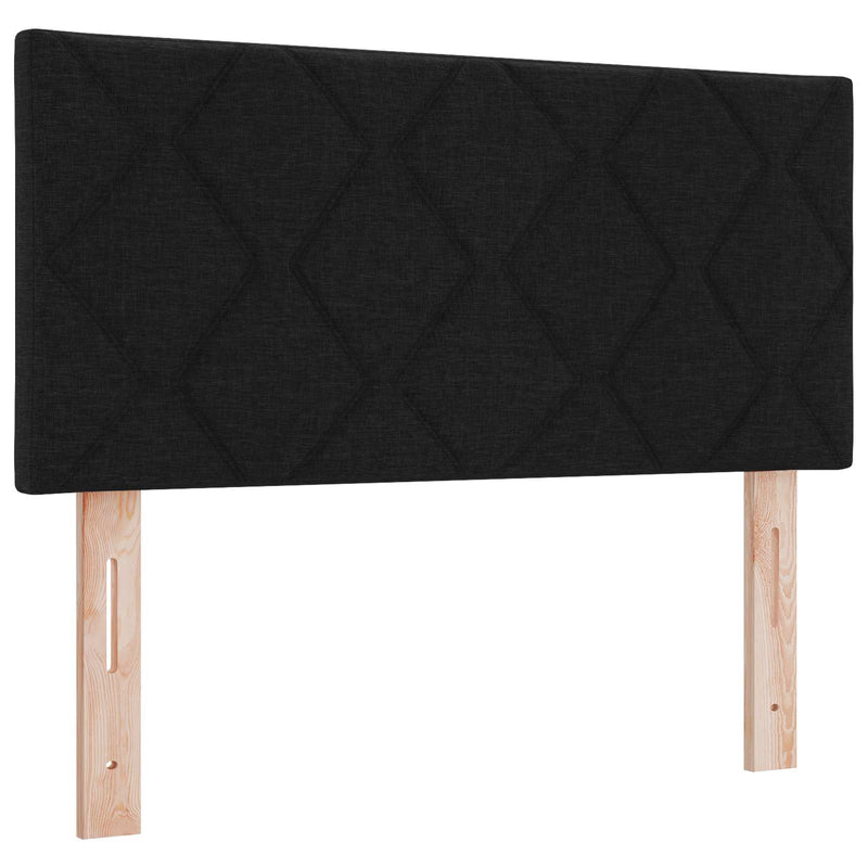 Pat ottoman cu saltea cu headboard Negru 100 x 200 cm Țesătură