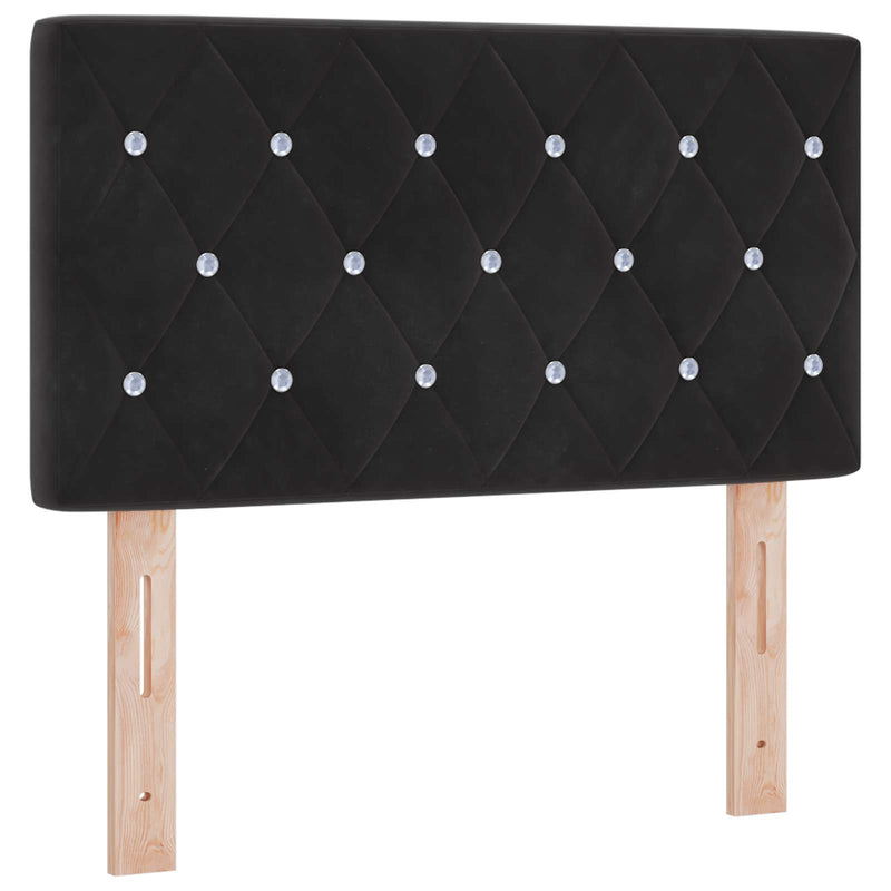 Pat ottoman cu saltea cu headboard Negru 80 x 200 cm Catifea