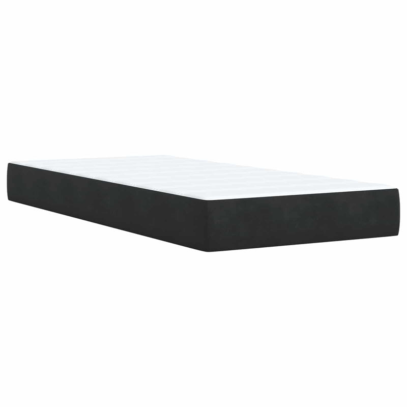 Pat ottoman cu saltea cu headboard Negru 80 x 200 cm Catifea