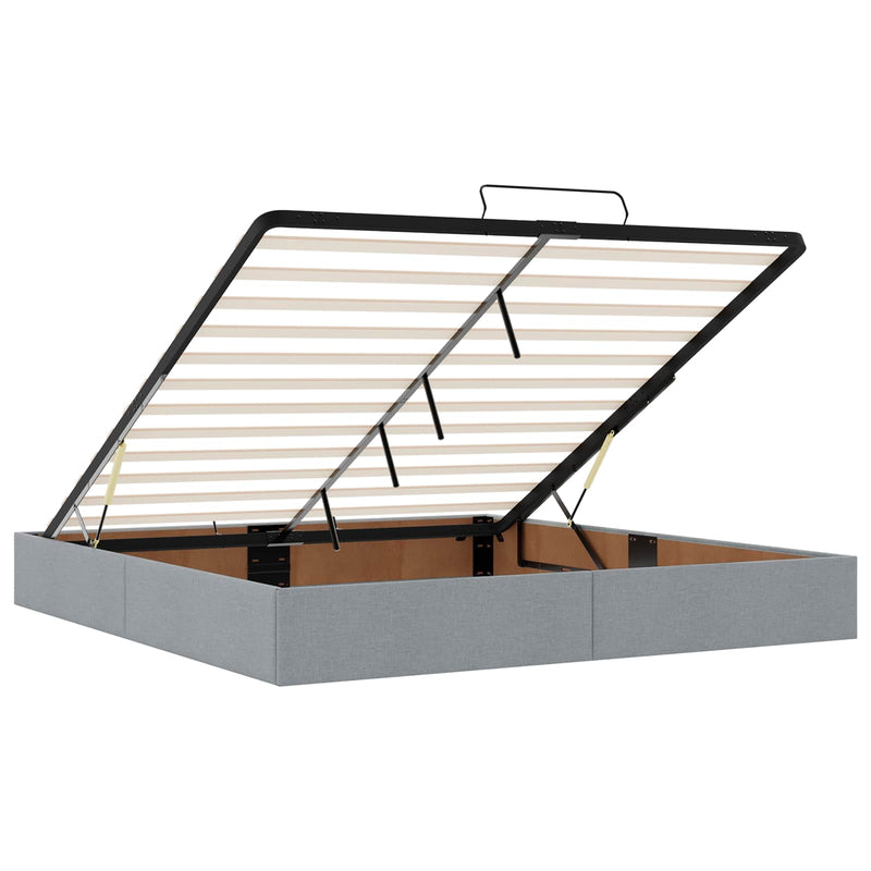 Pat Ottoman cu Saltea și LED Gri deschis 200 x 200 cm Țesătură